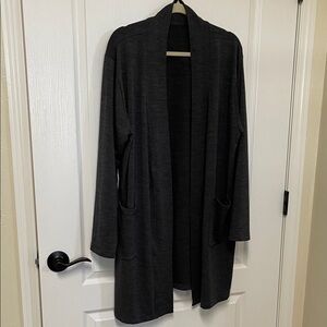 Women's Cold Weather Kinsley Heathered Dark Gray Open Front Sweater